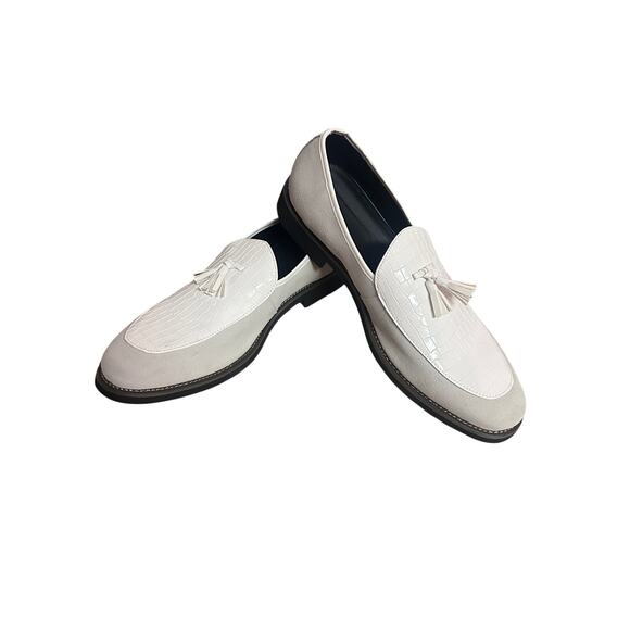 White Croc Suede Tassel Lug Leather Loafers Style AR 19015 NWOT Men\'s 10 main image 9